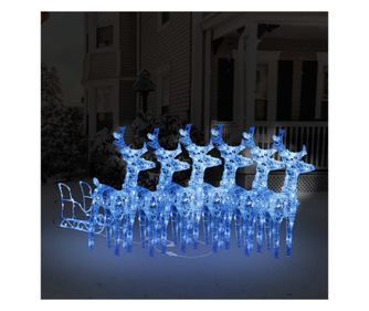 Božićni ukras s jelenima i saonicama, 320 LED svjetala, akril