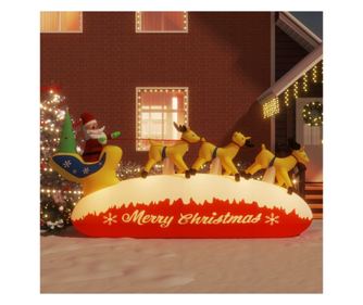 Napihljivi Božiček in jelenček, LED, 145 cm