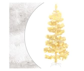 Novoletna jelka s stojalom in LED diodami bela 180 cm PVC