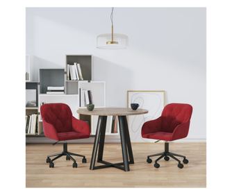 Vrtljivi kuhinjski stoli, 2 kosa, vinska rdeča, žamet