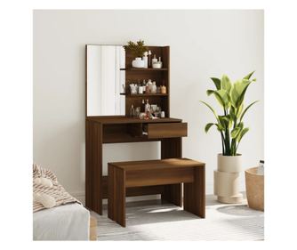 Tualettasztal szett, barna tlgy, 74,5x40x141 cm