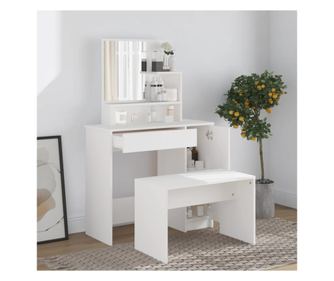 Set toaletnog stolića, bijeli, 86,5x35x136 cm