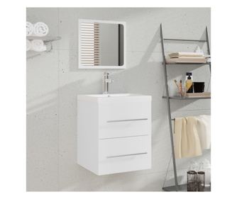 Ormarić za umivaonik s ugrađenim bazenom, bijeli, obrađeno drvo