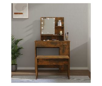 LED Fésülködőasztal Szett, füstölt tölgy, forgácslap