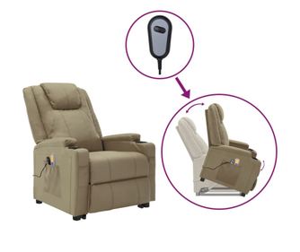 Foteljica za masažu s podizanjem cappuccino ekološka koža