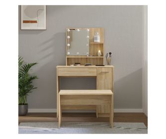 LED-es sminkasztal kszlet sonoma tlgy, feldolgozott fa