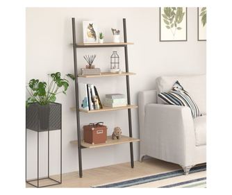 4 szintes ferde polc vilgosbarna / fekete 64x34x150,5 cm