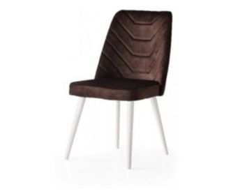 Scaun Dallas Smart Living Studio Casa, Cu Spatar, Tapitat, Cadru Lemn White+Material Textil Maron