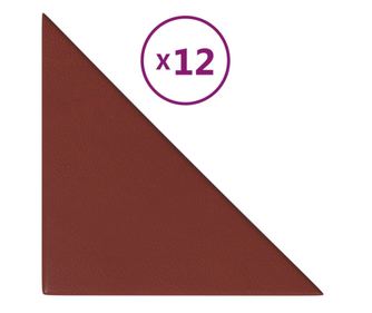 Stenski paneli 12 kosov vinsko rdeči 30x30 cm um. usnje 0,54 m²