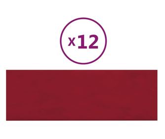 Stenski paneli 12 kosov vinsko rdeči 90x30 cm žamet 3,24 m²