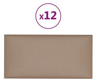 12 db kávészínű műbőr fali panel 30 x 15 cm 0,54 m²