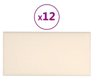 12 db krémszínű bársony fali panel 30 x 15 cm 0,54 m²