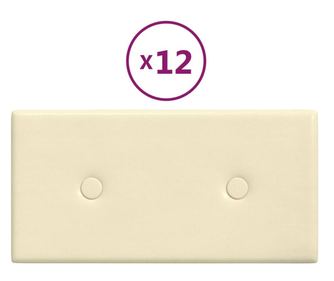 12 db krémszínű műbőr fali panel 30 x 15 cm 0,54 m²