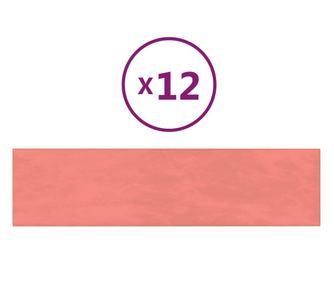 12 db rózsaszín bársony fali panel 60x15 cm 1,08 m²