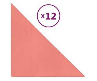 Stenski paneli 12 kosov roza 30x30 cm žamet 0,54 m²