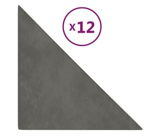 Stenski paneli 12 kosov temno sivi 30x30 cm žamet 0,54 m²