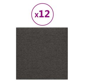 Stenski paneli 12 kosov temno siv 30x30 cm blago 1,08 m²