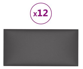 Stenski paneli 12 kosov sivi 60x30 cm umetno usnje 2,16 m²