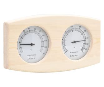 2 az 1-ben Szauna Higrométer Hőmérő és Homokóra Készlet, Tömör Fenőfa