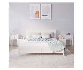 Κομοδίνα, 2 τεμ, λευκό, 79,5x38x65,5 εκ., μασίφ ξύλο πεύκου