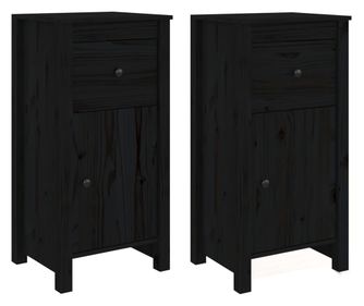Komode 2 kom crne 40x35x80 cm od masivne borovine