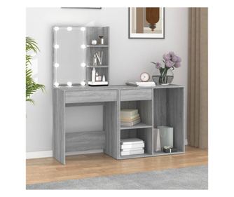 LED Fésülködőasztal szekrénnyel, Sonoma tölgy forgácslap