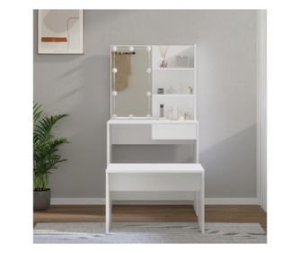 Σετ Τουαλέτας με LED, Λευκό, Ξύλο Μοριοσανίδα