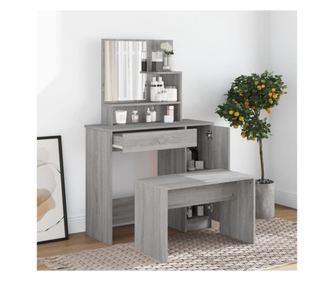 Set toaletnog stolića, siva sonoma, 86,5x35x136 cm