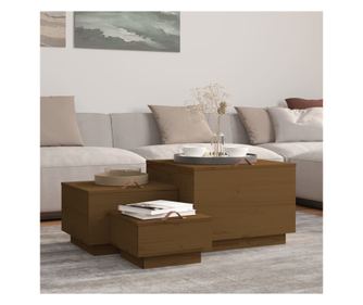 Úložné boxy s víkem 3 ks Masivní borovicové dřevo medově hnědé