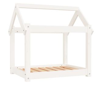 Кучешко легло, бяло, 71x55x70 см, борова дървесина масив
