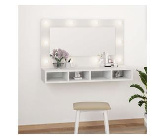 LED Tükrös Szekrény, Fehér, 90x31.5x62 cm