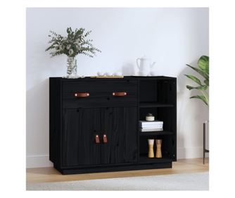 Omarica, črna, 98,5x40x75 cm, masivni borovec