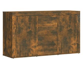 füstös tölgy színű szerelt fa tálalószekrény 120 x 36 x 69 cm