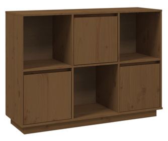 mézbarna tömör fenyőfa tálalószekrény 110,5 x 35 x 80 cm