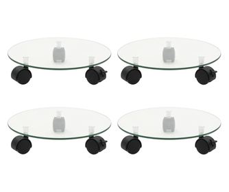 Pomični stalci za biljke 4 kom 28 cm od kaljenog stakla okrugli