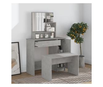 Set toaletnog stolića, sivi beton, 86,5x35x136 cm