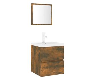Set de mobilier de baie, stejar fumuriu, lemn prelucrat