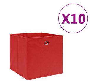 Úložné boxy 10 ks netkaná textilie 28 x 28 x 28 cm červené