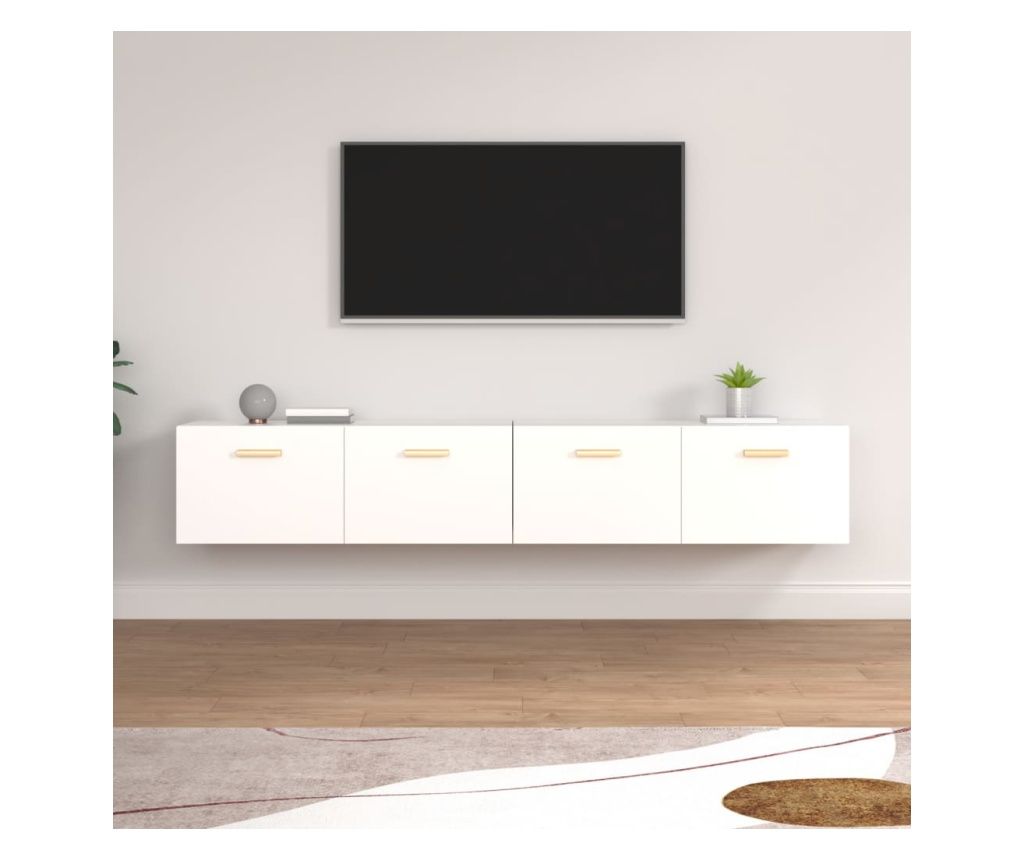 Falra szerelhet szekrny, 2 db., fehr, 100x36,5x35 cm, feldolgozott fa