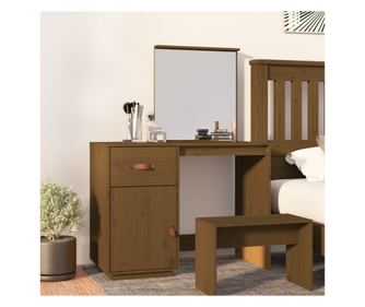 Toaletni stolić, medeno smeđa, 95x50x134 cm, masivno borovo drvo