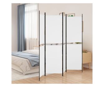 Paravan za sobu s 4 panela, bijeli, 200x180 cm, tekstil