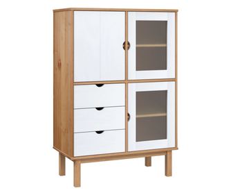 Visoka komoda OTTA smeđe-bijela 85x43x125 cm masivna borovina