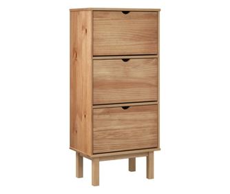 Ormarić za cipele s 3 ladice smeđi od masivne borovine