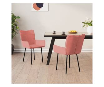 Kuhinjska stola, 2 kosa, roza, žamet