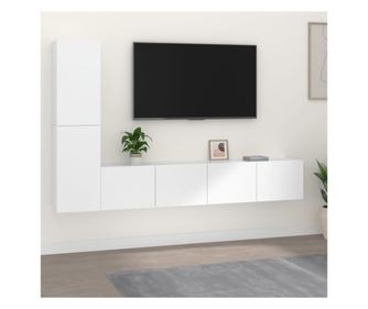 Set TV ormarića, 4 dijela, bijelo, obrađeno drvo