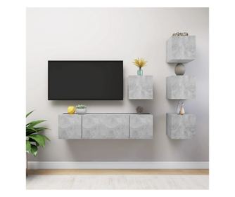 Set za TV, 6 dijelova, betonski sivi, PAL