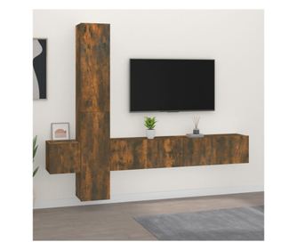 Set omar za TV, 5 kosov, dimljeni hrast, obdelano leseno