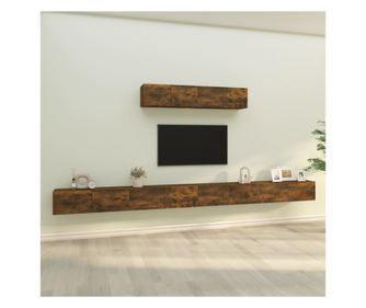 4 részes füstölt tölgy TV-szekrény készlet, feldolgozott fa