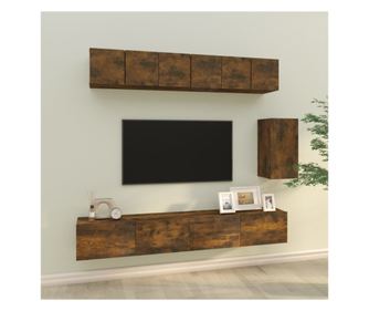 Set TV omare, 6 delov, dimljen hrast, obdelano les.