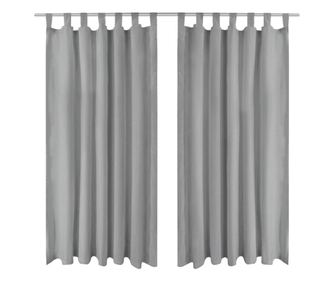 Mikro Satenske Zavjese 2 kom s Tregerima 140x175 cm Sive